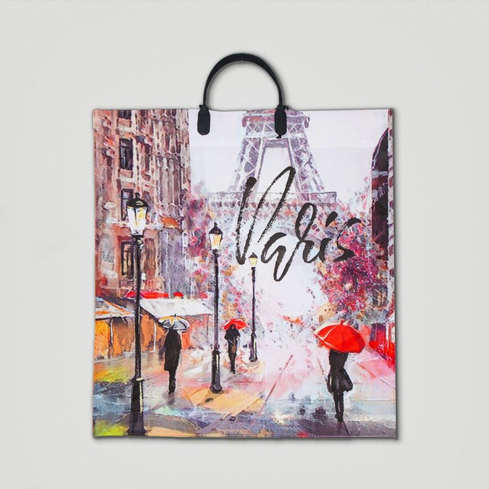 Пакет "Дождь в Париже" полиэтиленовый с пластиковой ручкой 38 х 45 см 100 мкм