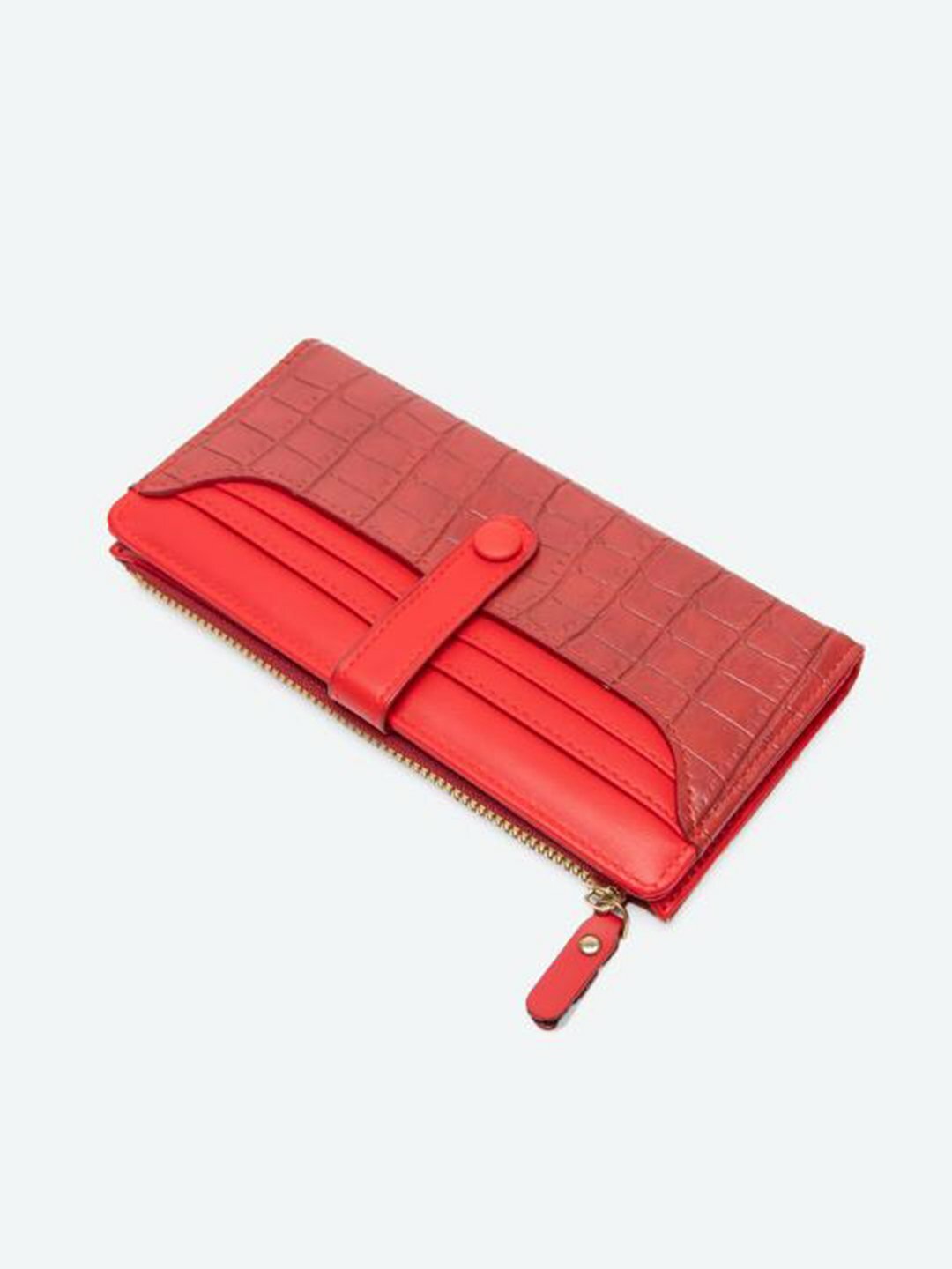 Кошелек , фактура под рептилию, глянцевая, red — фото 1