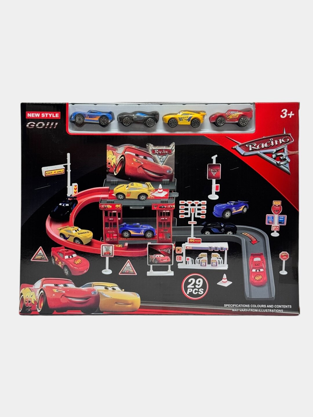 Детский игровой набор Гараж Парковка Тачки 29 деталей 3+ мультиколор. Код. 13074