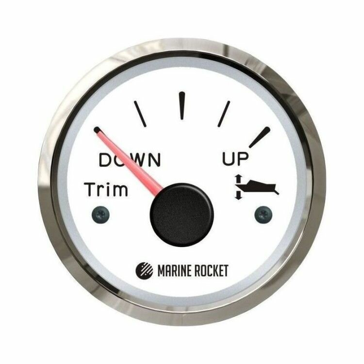 Трим-указатель 0-190 Ом, белый циферблат, нержавеющий ободок, д. 52 мм, Marine Rocket