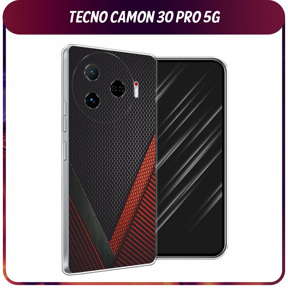 Чехол на Tecno Camon 30 Pro 5G / Текно Камон 30 Про 5G с принтом "Красный карбон"