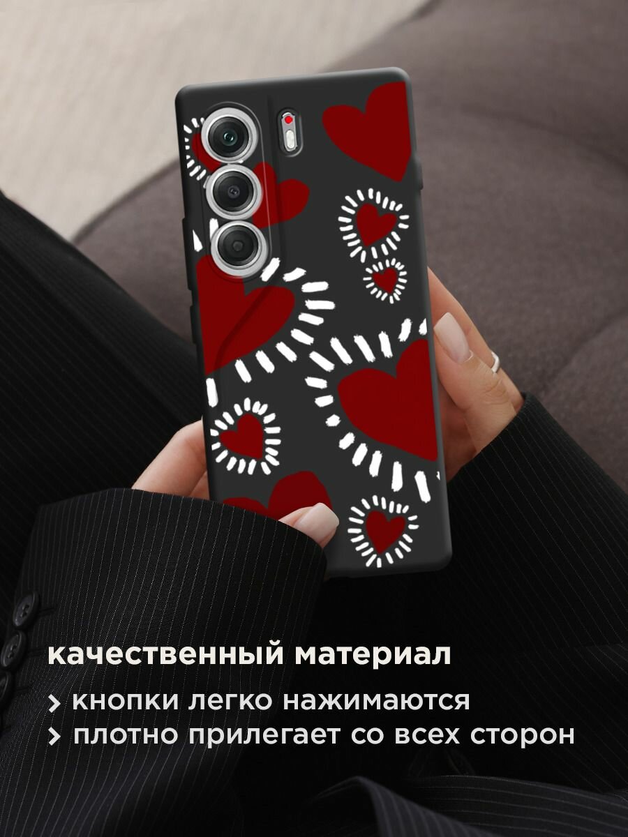Чехол на Tecno Camon 40 / Текно Камон 40 с принтом "Бордовые сердца 2" — фото 1