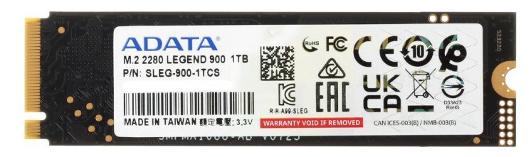 Накопитель SSD M.2 2280 1TB NVMe PCIE 4.0 x4 7400/6000 SLEG-900P-1TCS ADATA