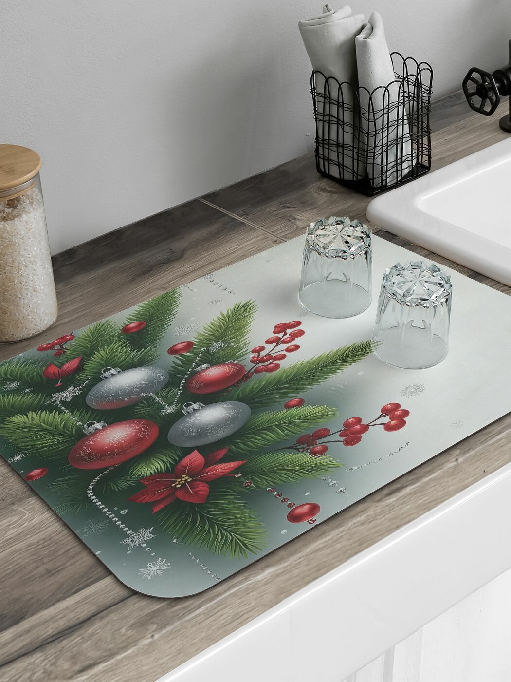 Коврик для сушки посуды "Игрушки в иголках" 58x38 см, JoyArty