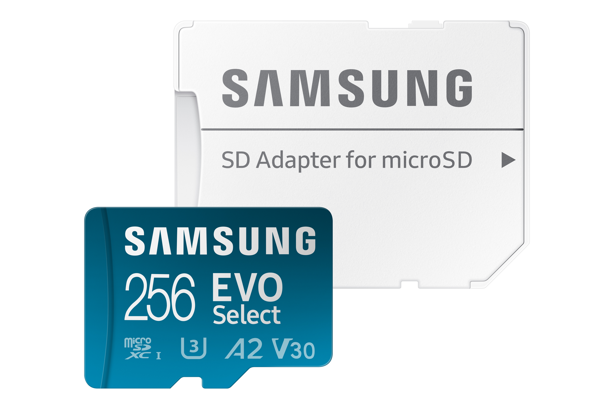 Флеш карта microSDXC 256GB Samsung EVO Plus Class 10, A2, V30, UHS-I (U3), W 90 МБ/с, R 130 МБ/с, адаптер на SD