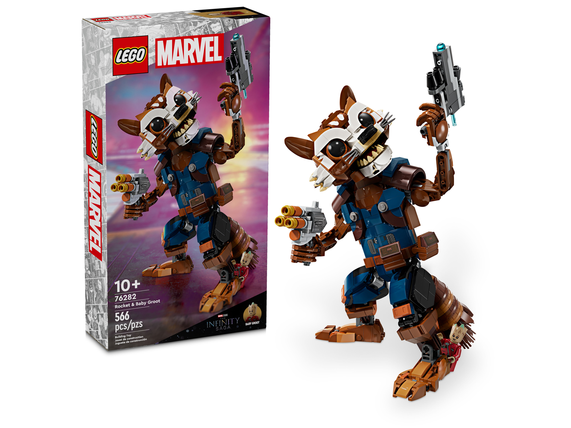 Конструктор LEGO Marvel Super Heroes 76282 Енот Ракета и малыш Грут, 566 дет.