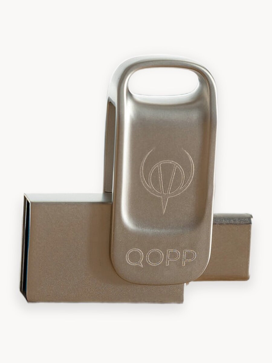 Флешка QOPP, 64GB, USB 3.2, TYPE-C, металлический корпус, хром
