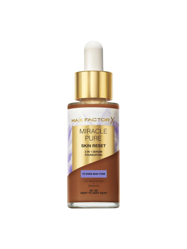Тональная основа для лица женская Max Factor Miracle Pure Skin Reset 2 in1 Serum Foundation, 95-100 Deep to Very Deep