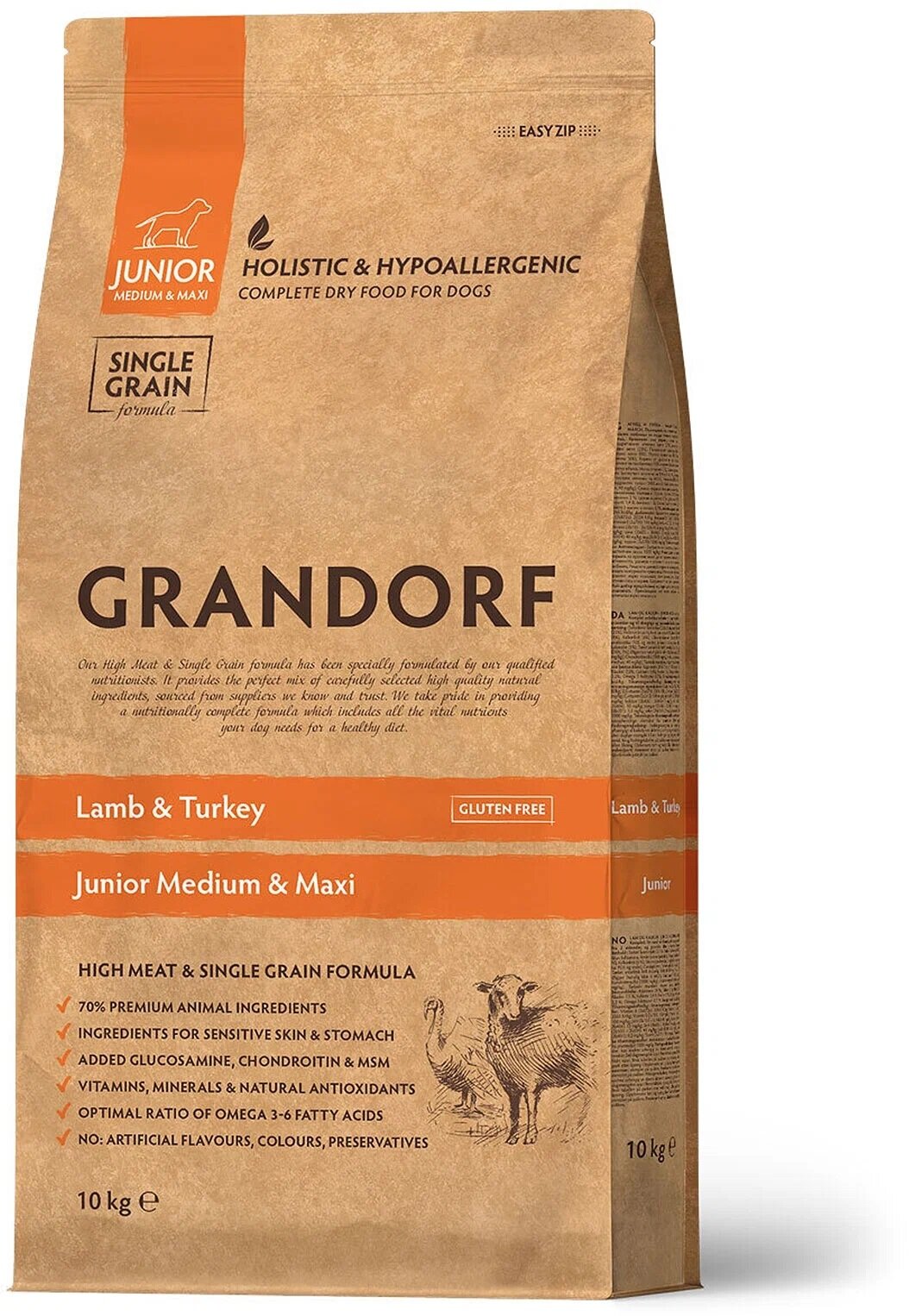 Grandorf Dog Lamb&Rice Junior корм для собак юниоров с 4 мес, беременных сук, ягненок с рисом, 10 кг