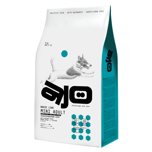 Сухой корм AJO (АЙО) для собак малых пород с гречкой 8кг Mini Adult АЙО