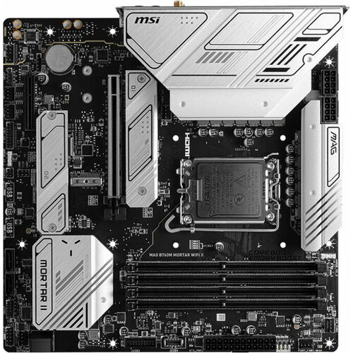 Материнская плата MSI MAG B760M MORTAR WIFI II Soc-1700 Intel B760 4xDDR5 mATX AC97 8ch71 25GgHDMIDP 2377600₽