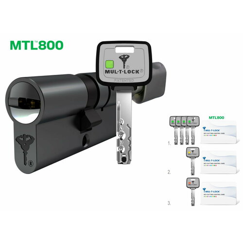 Цилиндр дверной MUL-T-LOCK MTL™800 Black Edition (90мм/45х45В) ключ-вертушка