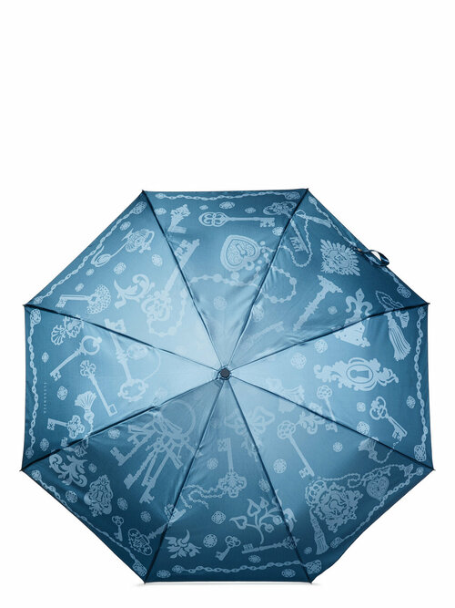 Смарт-зонт ELEGANZZA, автомат, 3 сложения, купол 104 см, система «антиветер», чехол в комплекте, для женщин, синий
