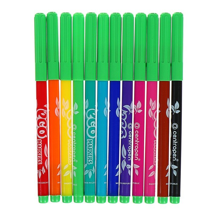 Фломастеры Centropen Eco Tri 12 цветов из пищевых красителей - фото №17