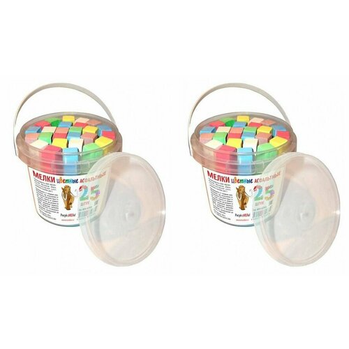 Мелан Мелки цветные Для асфальта 25 штук, 5 цветов, в ведре, 2 уп