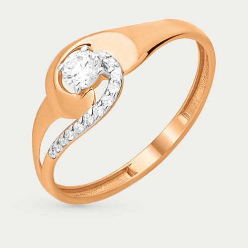 Кольцо GOLD CENTER, красное золото, 585 проба, фианит, размер 17