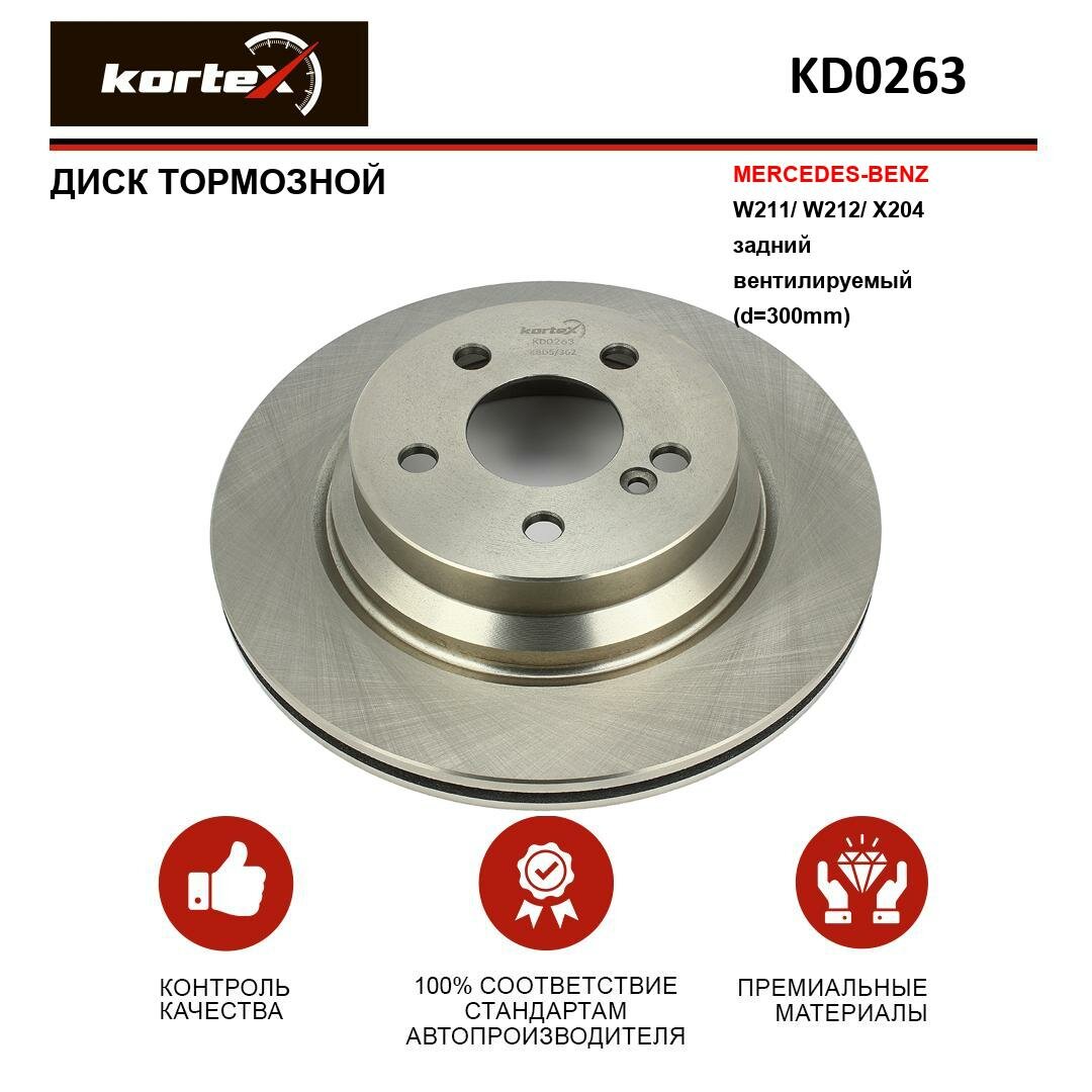 Тормозной диск Kortex для Mercedes-Benz W211 / W212 / X204 зад. вент.(d-300mm) OEM A0004230912, A000423091207, A2114230912, KD0263