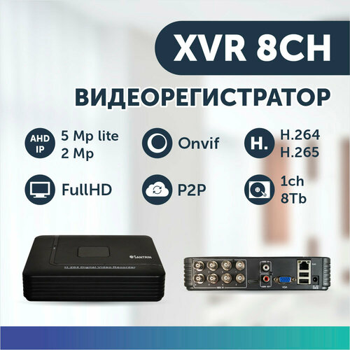 Видеорегистратор гибридный 8 каналов AHD 5 Mpix IP 2 Mpix регистратор видеонаблюдения p2p xmeye 729900₽