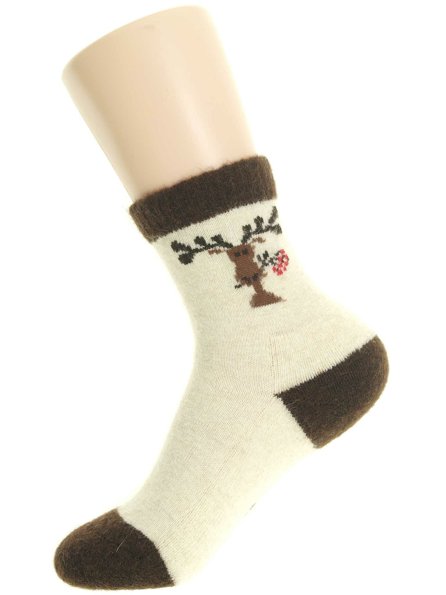 Носки Вяжем размер 16-17, коричневый/белый
