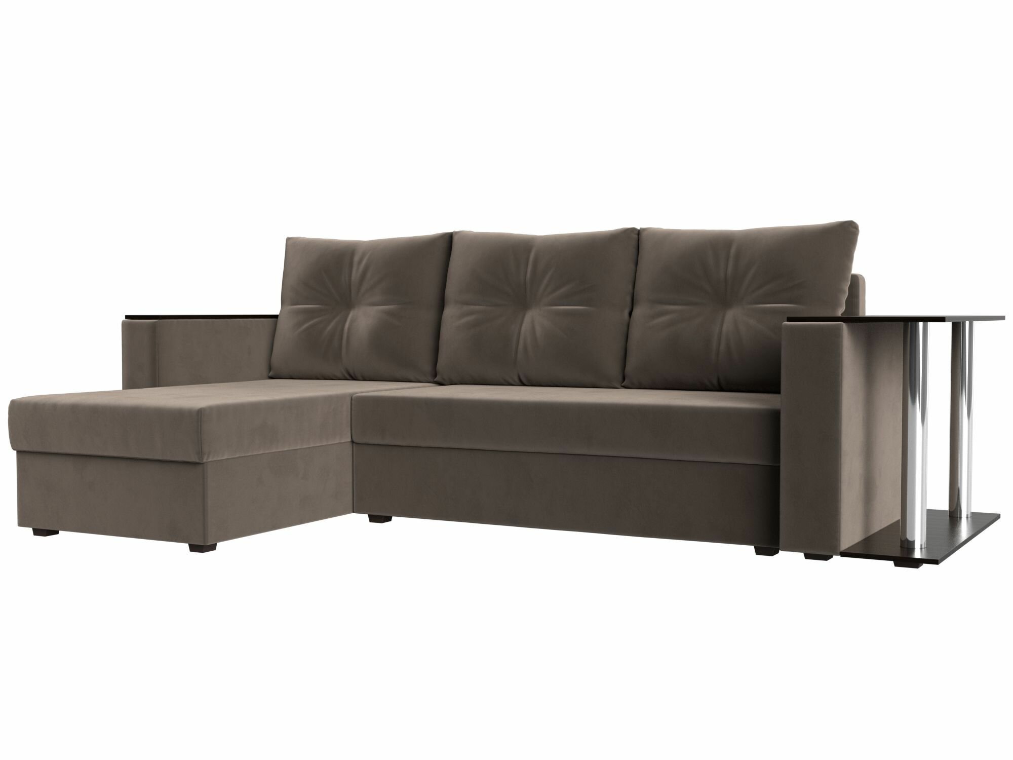 фото Угловой диван Атланта Лайт левый угол, Велюр зеленый