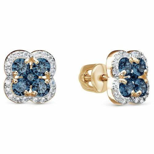 фото Серьги maskom, красное золото, 585 проба, танзанит, фианит маском