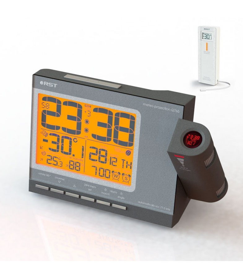 Часы проекционные с термометром Rst - фото №4