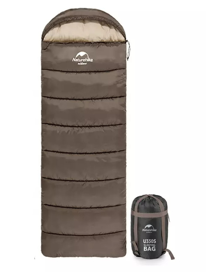 Мешок спальный Naturehike U350, (190х30)х75 см, (левый) (ТК: +1°C), коричневый