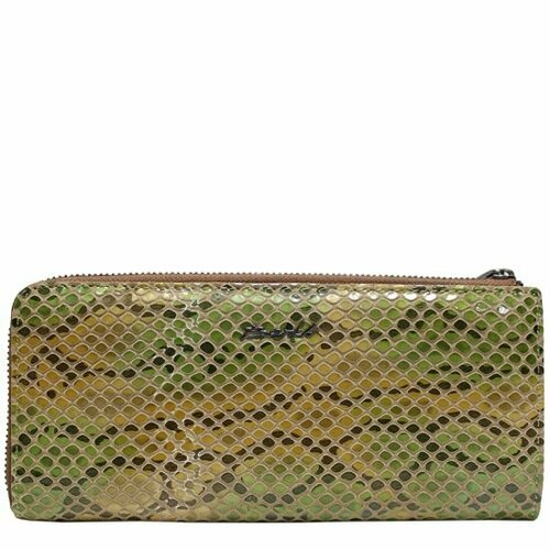 фото Кошелек 402-00042-402, фактура под рептилию, коричневый, зеленый bruna burani