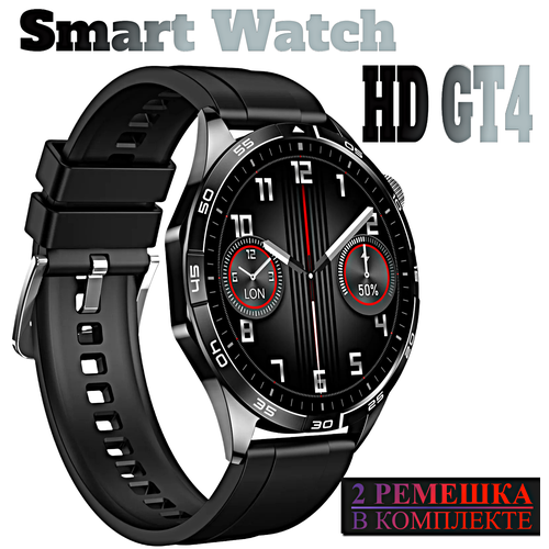 Смарт часы HD GT4 Умные PREMIUM Series Smart Watch AMOLED iOS Android 2 ремешка Bluetooth звонки Уведомления Черный 399000₽