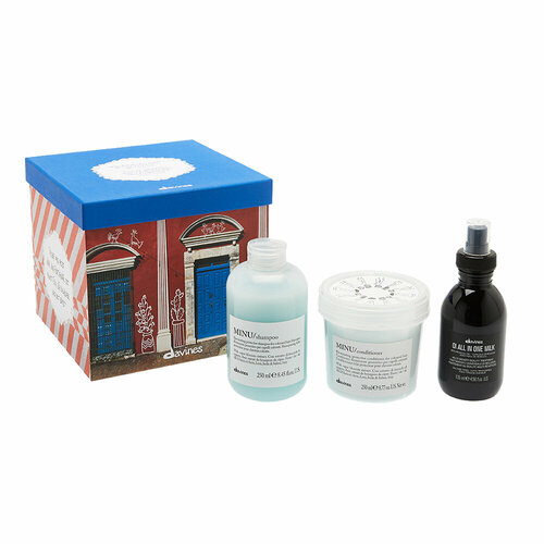 Косметический набор для волос Davines для сохранения цвета окрашенных волос шампунь Minu 250 мл кондиционер Minu 250 мл молочко OI 135 мл 13000₽