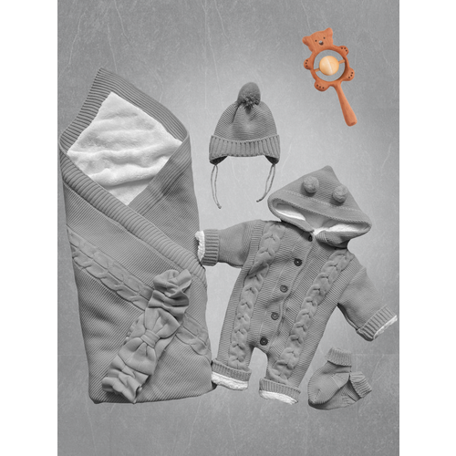 фото Конверт для новорожденного 5 предметов серый альянс-текстиль