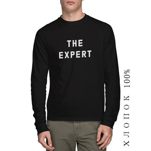 фото Лонгслив printhan лонгслив с принтом the expert унисекс, черный, размер l (48-50), черный
