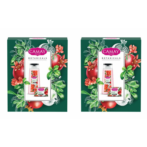 Camay Набор подарочный Botanicals Pomegranate, гель для душа, 250 мл + туалетное мыло, 85 г, 2 набора