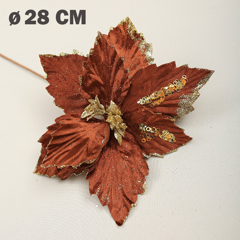 Цветок искусственный декоративный новогодний, d 28 см, цвет винный