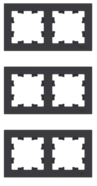 Рамка 2-постовая, универсальная, Schneider Electric/Systeme Electric AtlasDesign, карбон(чёрный матовый) ATN001002 (комплект 3 шт.)