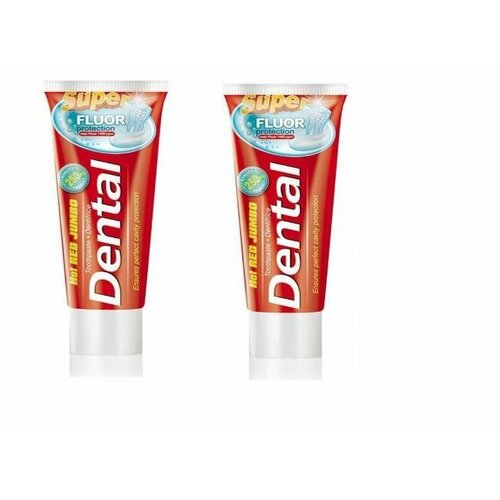 Rubella Зубная паста, Dental Hot Red Jumbo Super Fluor Protection, Супер фтор, защита, 250 мл, 2шт.