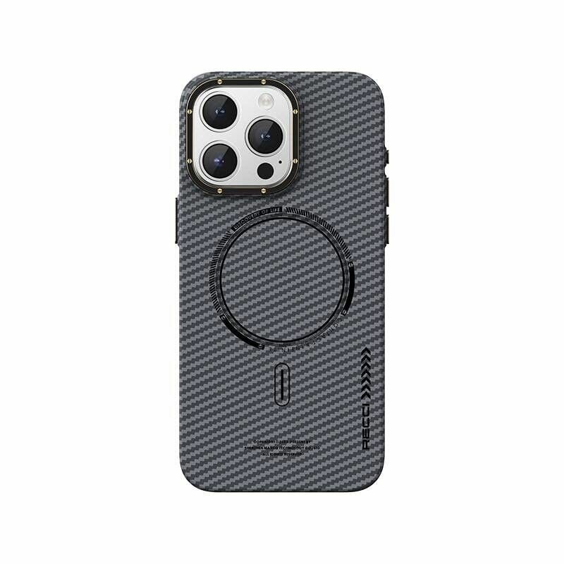 Чехол RECCI Machinists Magnetic Carbon Slim Series for iPhone 15 Pro Max 6.7" - (Gray)