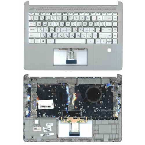 Клавиатура для ноутбука HP 14S-DQ 14S-FQ топкейс FPR серебро клавиатура для ноутбука hp 14s dq 14s fq топкейс fpr серебро