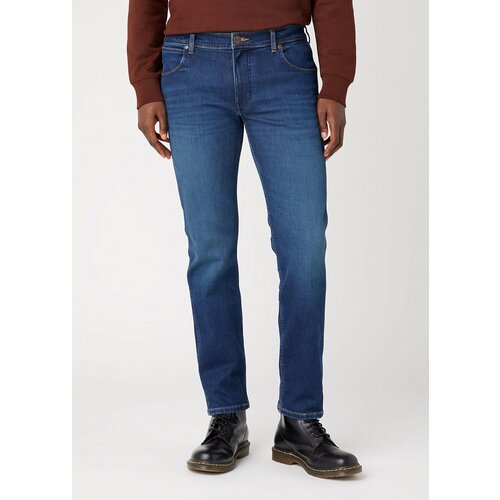 Джинсы Wrangler, размер 32/34, синий джинсы зауженные wrangler прилегающие средняя посадка стрейч размер 29 30 синий