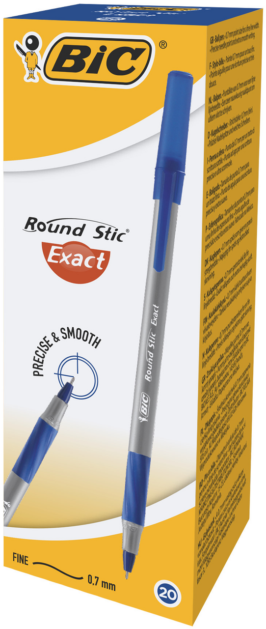 Ручки шариковые BIC Round Stic Exact синие, 20шт