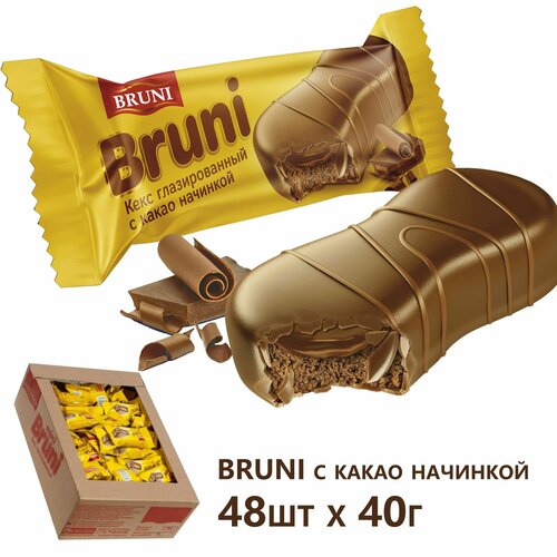 Кекс глазированный с какао начинкой 40г х 48шт BRUNI