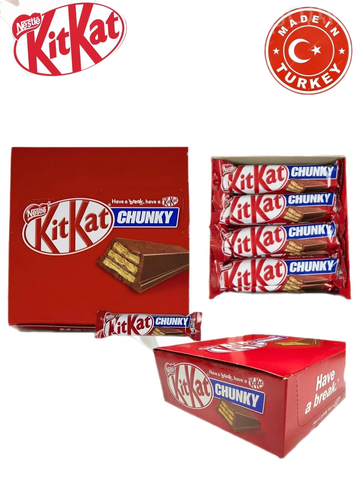 Батончик в молочном шоколаде KitKat Chunky, 12шт по 38 г