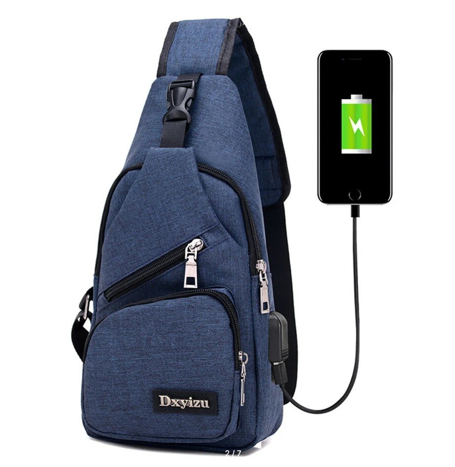 фото Сумка через плечо кросс-боди с USB-Портом MasterQuant синяя