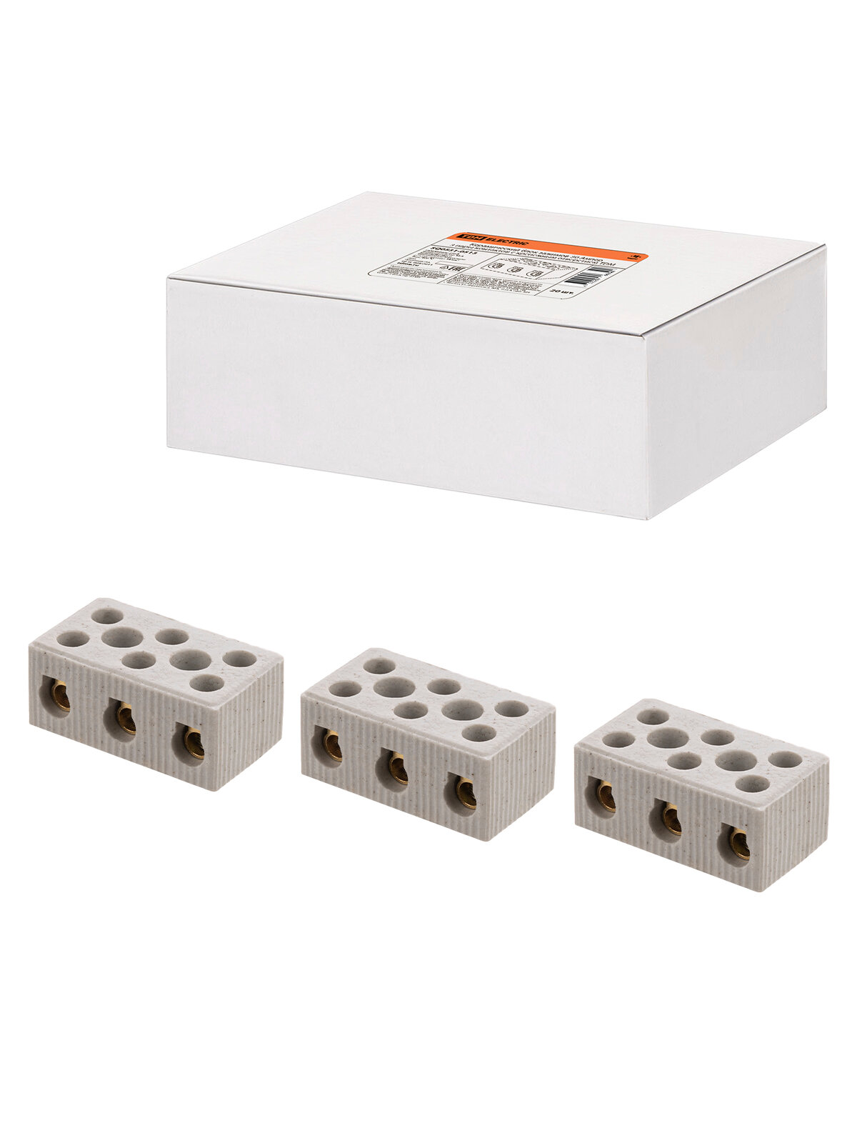 Керамический блок зажимов 30 Ампер 3 пары контактов с крепежным отверстием TDM SQ0531-0513, цена за 1 штуку