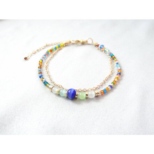 Браслет-цепочка K&A, кошачий глаз, гематит, размер 17.5 см, размер one size, многоцветный