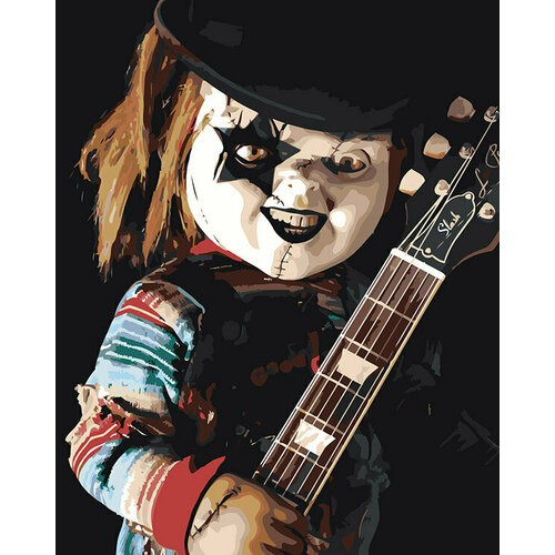 Картина по номерам на холсте Кукла Чаки с гитарой 40х50