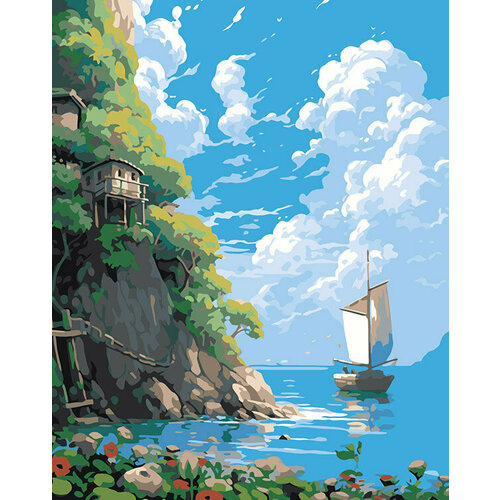 картина по номерам природа пейзаж с лодкой на море Картина по номерам Природа пейзаж с лодкой на море