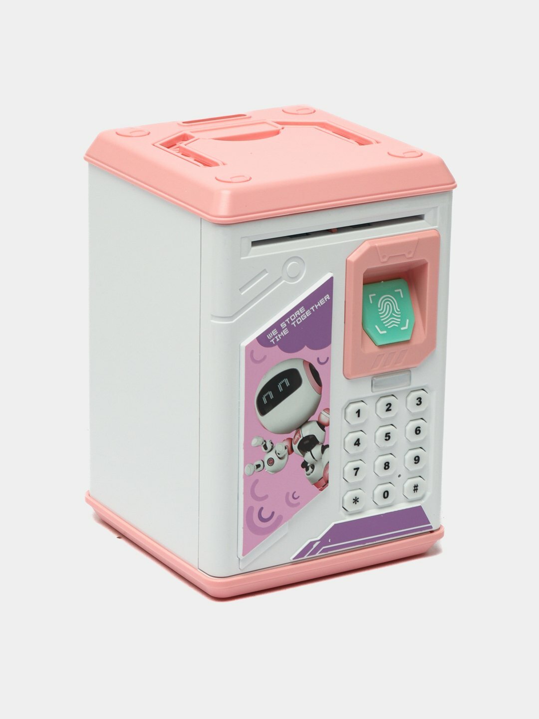 фото Детский сейф - копилка с купюроприемником и сенсорным отпечатком пальца. Розовый