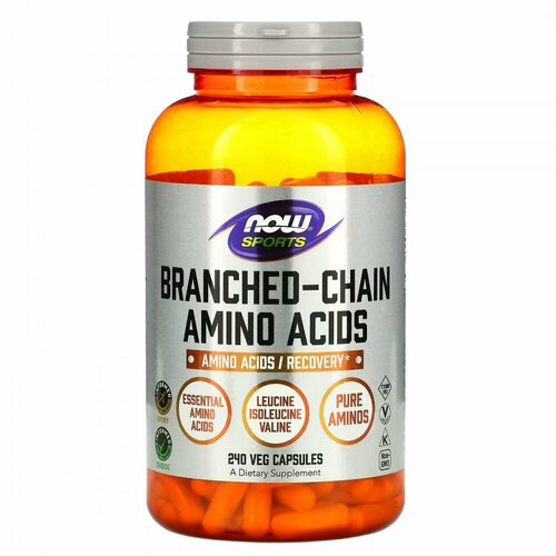 bcaa аминокислоты с разветвлёнными цепями 240 капсул NOW Foods, Sports, аминокислоты с разветвленными цепями, 240 капсул