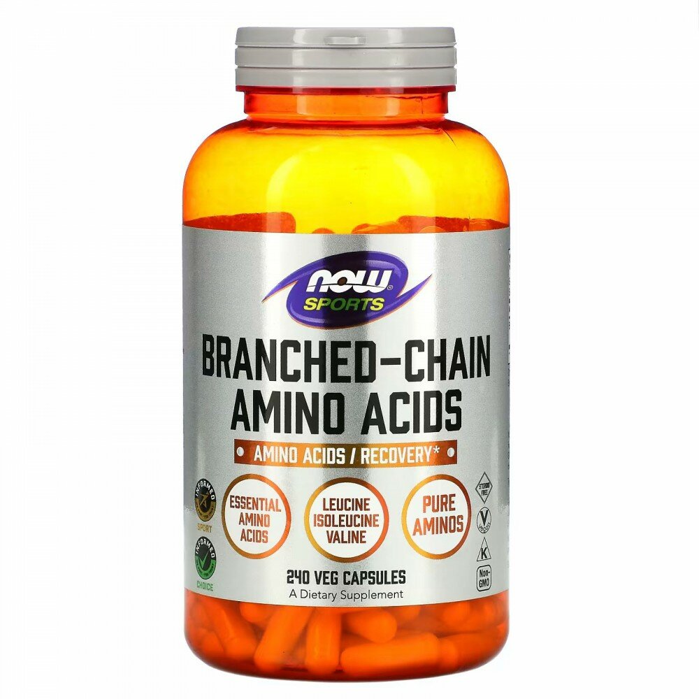 БАД, NOW Foods, БЦАА, аминокислоты с разветвленными цепями, 240 капсул